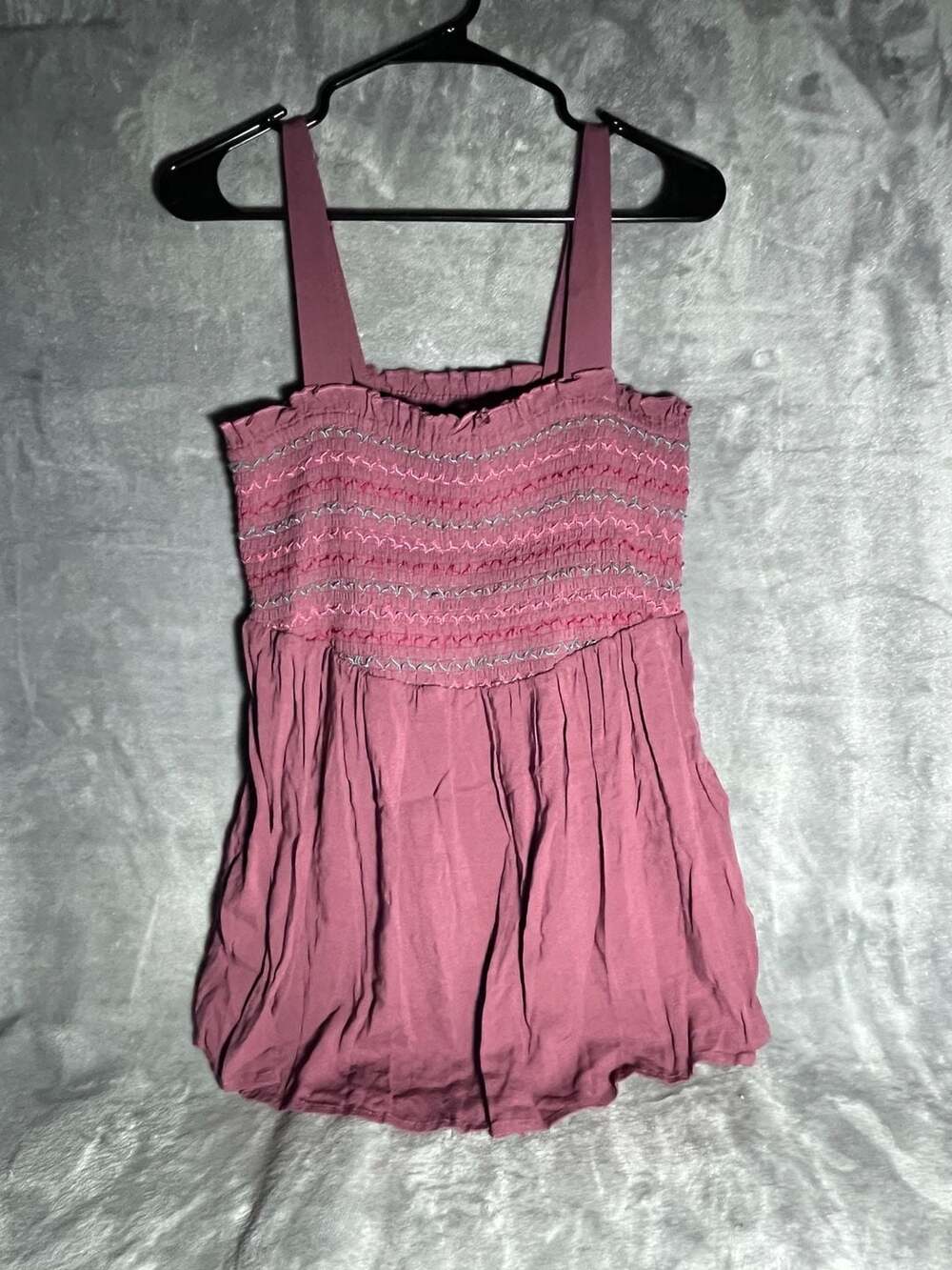 Torrid Womens Smocked Baby Doll Tank Top with Multicolor Stitching Detail
